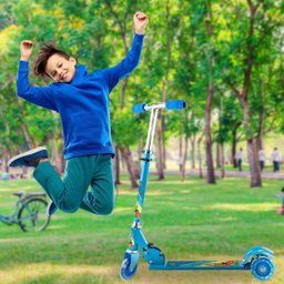 Patinete Infantil Menino Azul c/ 3 Rodas Luzes Led 50Kg Dobrável - 7