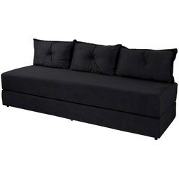 Sofá Cama Bicama 3 Lugares Casal Sofanete Suede - Preto - 1