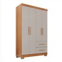 Ver imagem 2 de Guarda-roupa Solteiro Diamante Premium 4 Portas 2 Gavetas com Pé Cinamomo/off White - Pnr Móveis