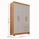 Ver imagem 4 de Guarda-roupa Solteiro Diamante Premium 4 Portas 2 Gavetas com Pé Cinamomo/off White - Pnr Móveis