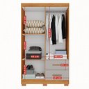 Ver imagem 3 de Guarda-roupa Solteiro Diamante Premium 4 Portas 2 Gavetas com Pé Cinamomo/off White - Pnr Móveis