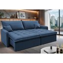 Ver imagem 1 de Sofá sem Caixa Retrátil 1,60m Softgel Luna Velusoft Azul Cama Inbox