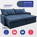 Ver imagem 3 de Sofá sem Caixa Retrátil 1,60m Softgel Luna Velusoft Azul Cama Inbox