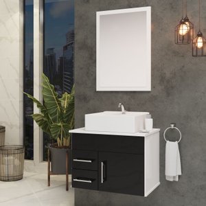 Conjunto Turquesa Mdf Gabinete de Banheiro com Pia e Espelheira