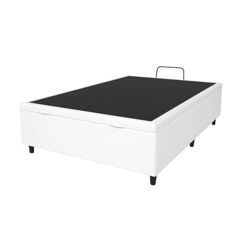 Cama Box com Bau Branca Casal Premium Blindada Super Reforçada Corino