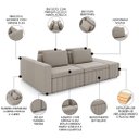 Ver imagem 3 de Sofá Ilha e Puff Sala Living 245cm Siesta M22 Veludo Bege - Mpozenato