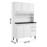 Armário de Cozinha Compacto 6 Portas 2 Gavetas 100% Aço Branco Ellie Jm Móveis - 2