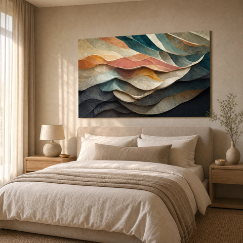 Quadro Decorativo Ondas Tons Terrosos Elegante 130x90