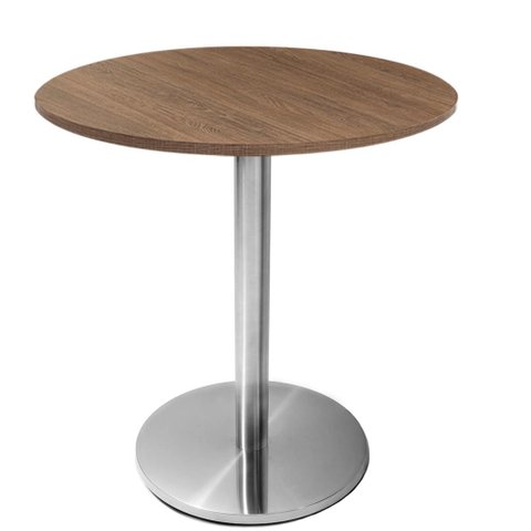 Mesa Beta em Inox 75 cm (Altura) com Tampo em MDP Redondo 60 cm Imbuia