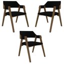 Ver imagem 1 de Kit 3 Cadeiras Sala de Jantar e Jogos Carteados Madeira Maciça Poker Veludo Preto/nogueira G42 - Gra