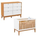 Ver imagem 1 de Berço Americano e Cômoda 6 Gavetas Unique Branco Soft Freijó Eco Wood - Matic
