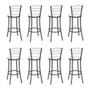 Ver imagem 5 de Kit 8 Banquetas Altas Pretas com Assento Estofado e Encosto para Bancada Cozinha Preto/Branco