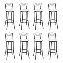 Ver imagem 2 de Kit 8 Banquetas Altas Pretas com Assento Estofado e Encosto para Bancada Cozinha Preto/Branco