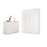 Quarto Infantil Flat Mel 100% MDF Branco Guarda-Roupa Roupeiro + Cômoda Sapateira - 1