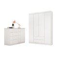 Ver imagem 1 de Quarto Infantil Flat Mel 100% MDF Branco Guarda-Roupa Roupeiro + Cômoda Sapateira