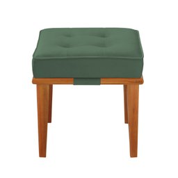 Pufe Decorativo Quadrado Base Madeira Dion:Velutto Verde Militar - 2