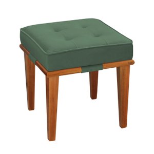 Pufe Decorativo Quadrado Base Madeira Dion:Velutto Verde Militar