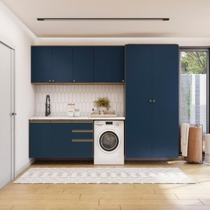 Lavanderia Modulada Kappesberg Celeste 5 Peças Nogueira/azul 280cm