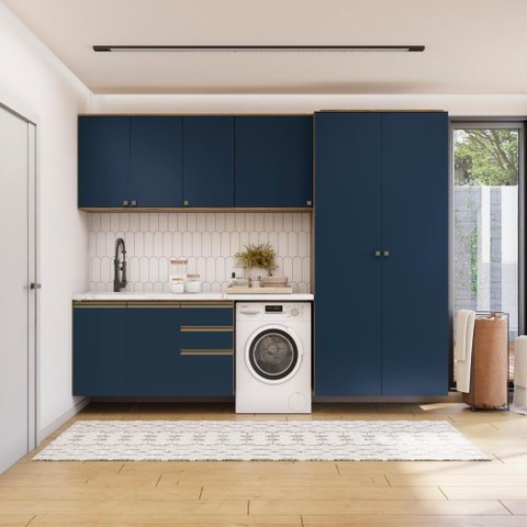 Lavanderia Modulada Kappesberg Celeste 5 Peças Nogueira/azul 280cm