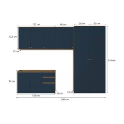 Lavanderia Modulada Kappesberg Celeste 5 Peças Nogueira/azul 280cm - 3