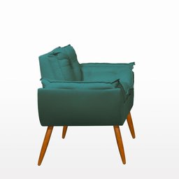 Kit Namoradeira Opala + 2 Poltronas para Sala Balaqui Decor Cor:azul Turquesa - 6