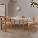 Ver imagem 1 de Conjunto Sala de Jantar Mesa Malta 120cm Tampo Laqueado com Vidro e 4 Cadeiras Star