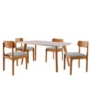 Ver imagem 2 de Conjunto Sala de Jantar Mesa Malta 120cm Tampo Laqueado com Vidro e 4 Cadeiras Star