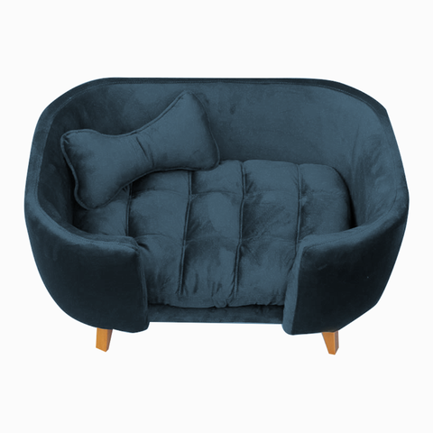 Poltrona Cama Pet Hannah Luxo - Veludo Azul Marinho