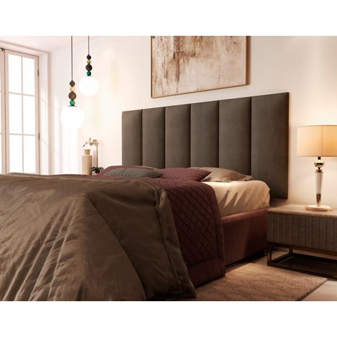 Cabeceira Viuva ou Solteirão Estofada Moderna para Quarto - 128 Cm - Marrom Suede