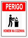 Ver imagem 1 de Placa de Sinalização Humor - Cuidado, Homem na Cozinha 30x40cm Tacolado 03 Unidades