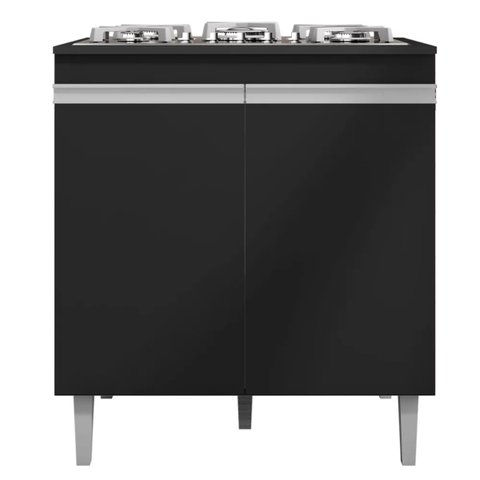 Balcão Cooktop 2 Portas Andréia Preto Ajl Móveis