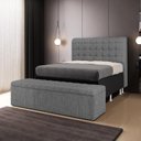 Ver imagem 1 de Cabeceira Rana e Calçadeira Alpha 160 para Cama Queen N-041 Linho Cinza Escuro Aradecor