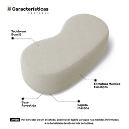 Puff Decorativo Living Aisha Orgânico 02 Lugares Bouclê Bege - Desk Design - 3