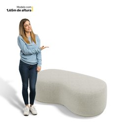 Puff Decorativo Living Aisha Orgânico 02 Lugares Bouclê Bege - Desk Design - 6