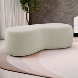 Puff Decorativo Living Aisha Orgânico 02 Lugares Bouclê Bege - Desk Design - 2