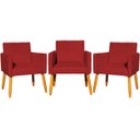 Ver imagem 1 de Kit 3 Poltronas Decorativa para Sala Recepção Consultório Escritório Nina Tecido Suede