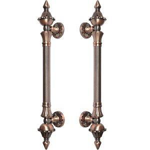 Puxador Duplo Classic 530mm Cobre Antigo Porta Pivotante Correr Passagem Madeira Vidro Rústico