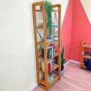 Ver imagem 2 de Estante 6 Prateleiras de Madeira Pinus Linea Slim Nozes