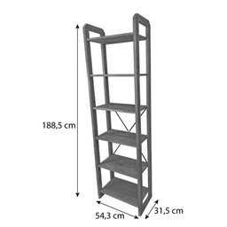 Estante 6 Prateleiras de Madeira Pinus Linea Slim Nozes - 6