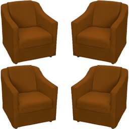 Kit 4 Poltronas Decorativas para Sala de Espera Recepção Escritório Consultório Suede - 1