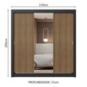 Ver mais imagens de Guarda-roupa Casal 3 Portas de Correr com Espelho Preto/rustic Nobre Madesa Preto/rustic