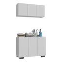 Ver imagem 1 de Conjunto Lavanderia Multiuso Armário Aéreo e Balcão 3 Portas Multimóveis Mp5051 Branco/preto