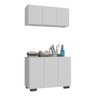 Conjunto Lavanderia Multiuso Armário Aéreo e Balcão 3 Portas Multimóveis Mp5051 Branco/preto - 1