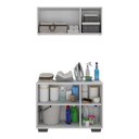 Ver imagem 4 de Conjunto Lavanderia Multiuso Armário Aéreo e Balcão 3 Portas Multimóveis Mp5051 Branco/preto