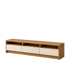 Rack Essenza de Luxo para Sala Tv Ate 70 Polegadas Compacta 3 Gavetas 3 Nichos - Cedro/off White