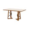 Mesa de Jantar Retangular Off White Jamili 160x90 Vidro Chanfrado 6 Lugares Wood Base Madeira Maciça - 1
