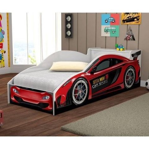 Cama Infantil Carro De Corrida 0,70 vermelho - Vitamov 05010
