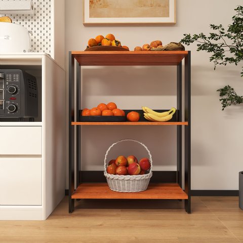 Fruteira para Cozinha para Armazenamento de Itens com Sapatas Plásticas Nos Pés - Preto com Nature