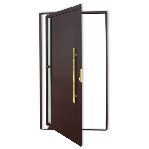 Porta Pivotante Lamb.Visione c/Puxador D. Sup.Marrom Corten Dourado 100 Brimak
