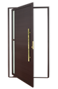 Ver imagem 1 de Porta Pivotante Lamb.Visione c/Puxador D. Sup.Marrom Corten Dourado 100 Brimak